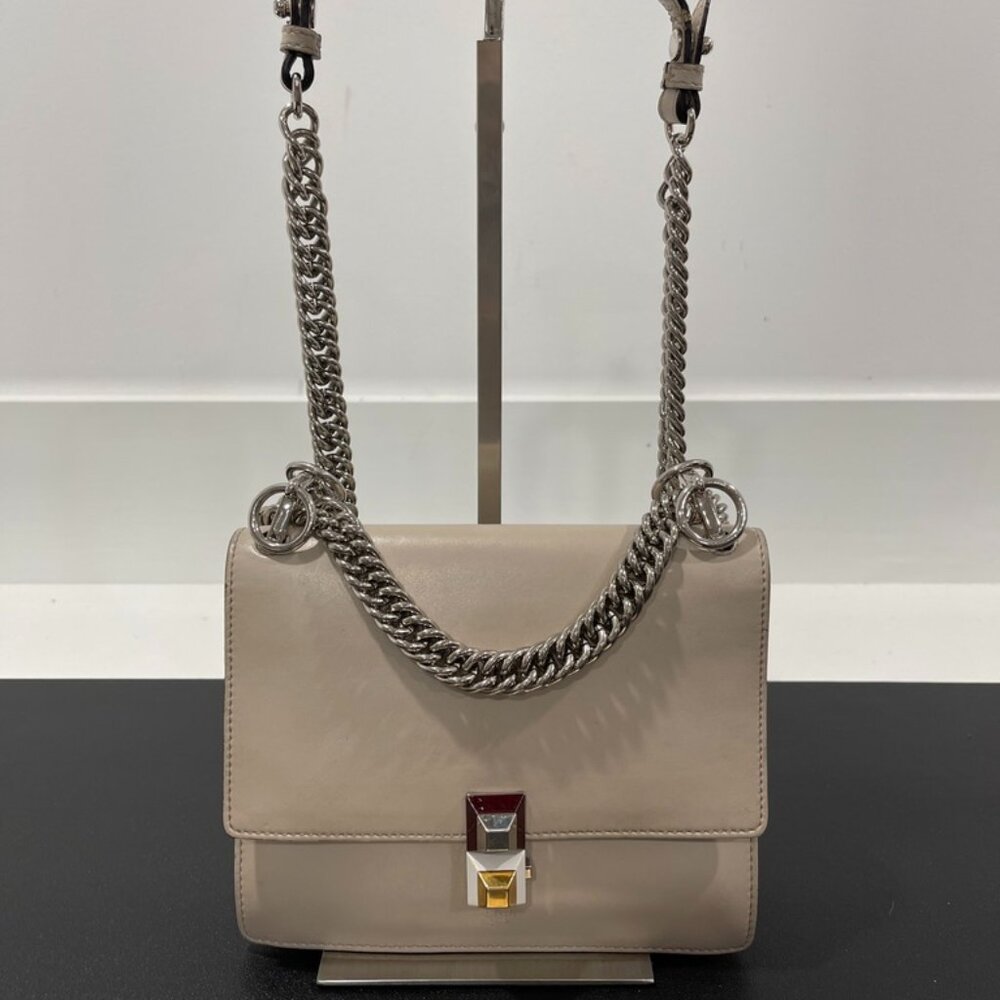 Fendi Vitello Liberty Studded Small Kan 2-Way Leather Shoulder/Hand Bag (JB1304)